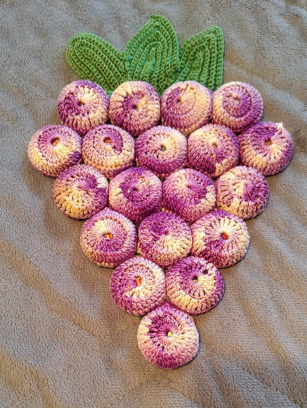 Handmade Crochet Grape Cluster in Purple and Cream